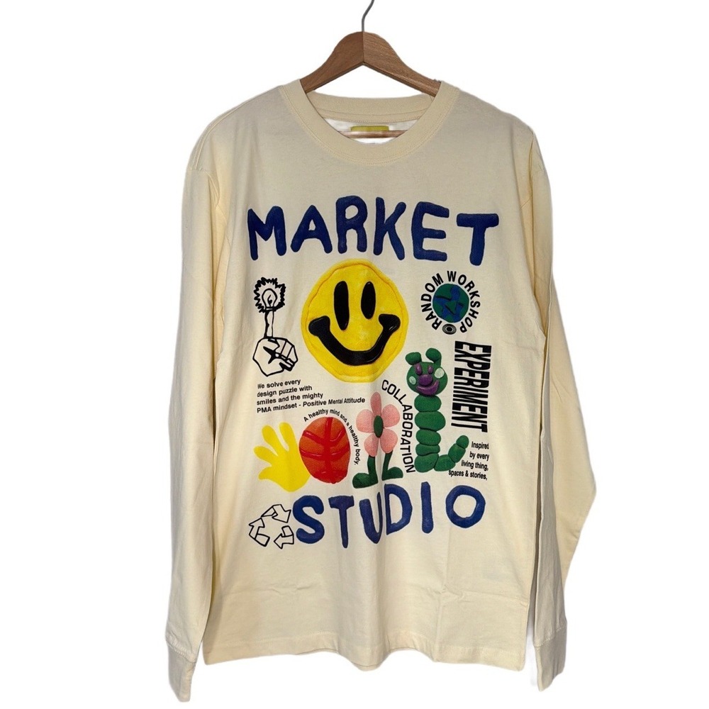 NWT Chinatown Market x Smiley Studio Collab Graphic Long‎ Sleeve Shirt Men's M